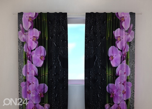 Läbipaistev kardin Orchids on black 240x220 cm