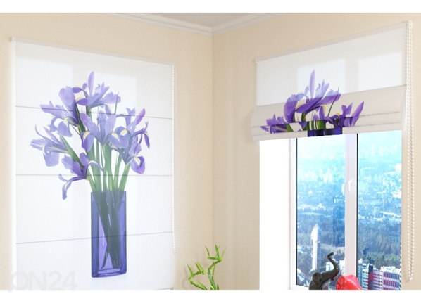 Puolipimentävä laskosverho Bouquet of irises