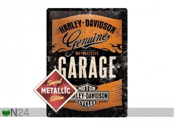Retro metallposter Harley-Davidson Garage Metallic 30x40 cm