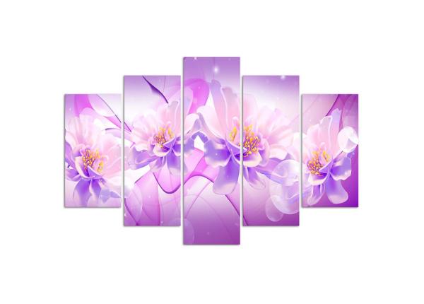5-osainen sisustustaulu Violet Flower Composition