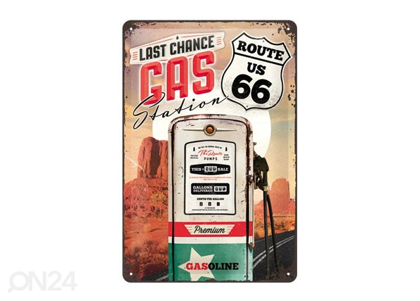 Retro metallposter Route 66 Last Chance Gas Station 20x30cm