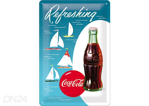 Retro metallposter Coca-Cola Refreshing Purjekas 20x30cm