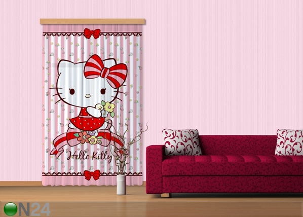 Puolipimentävä fotoverho HELLO KITTY 140x245 cm ED-87437   Sisustustavaratalo