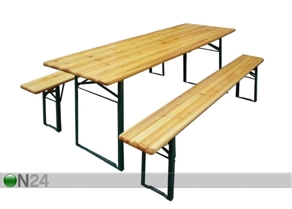Складная садовая мебель, стол 70x220 см + 2 скамьи