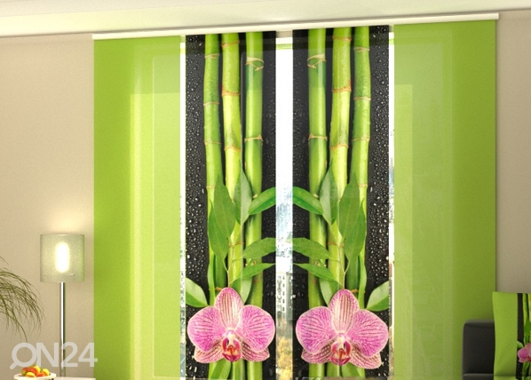 Läpinäkyvä paneeliverho Orchids and Bamboo 3, 240x240 cm