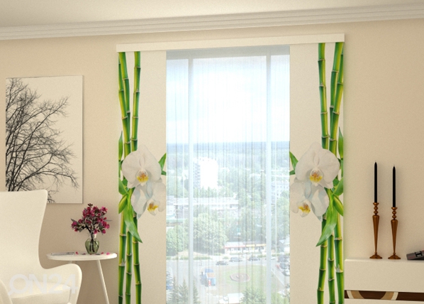 Läpinäkyvä paneeliverho Bamboo and white orchid 80x240 cm