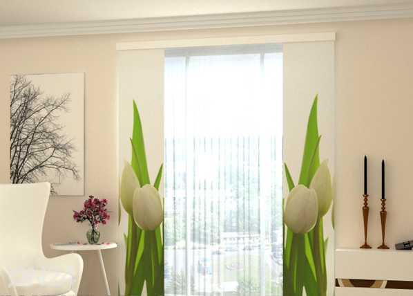 Полузатемняющая панельная штора White Tulips 2, 80x240 cm