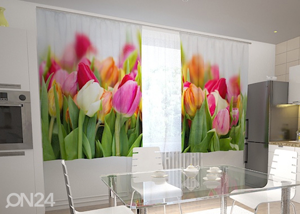 Pimennysverhot Tulips in the kitchen 200x120 cm