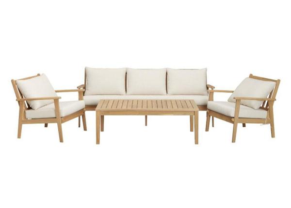 Aiamööbli komplekt Zamora laud+2 tooli+diivan, kreem