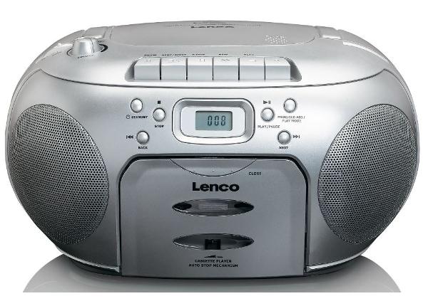 CD-raadio kassetimängijaga Lenco, hõbedane