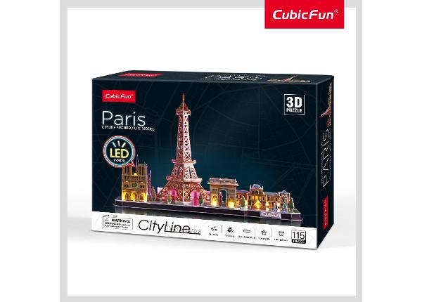 CUBICFUN 3D Palapeli LED valoilla City Line Pariisi