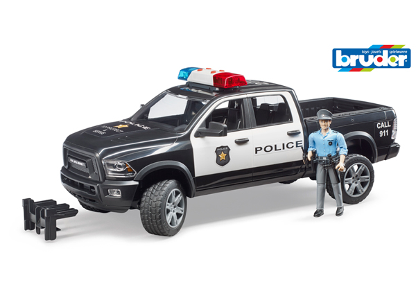 Dodge Ram poliisiauto ja poliisi 1:16 Bruder
