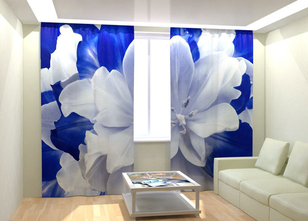 Fotokardinad Blue White Tulip 300x260 cm