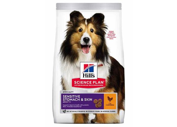 Hill's Science Plan Sensitive koeratoit kanaga keskmisele koerale 14kg