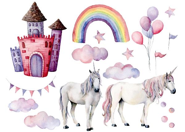 Itsekiinnityvä kuvatapetti Unicorns And Rainbow