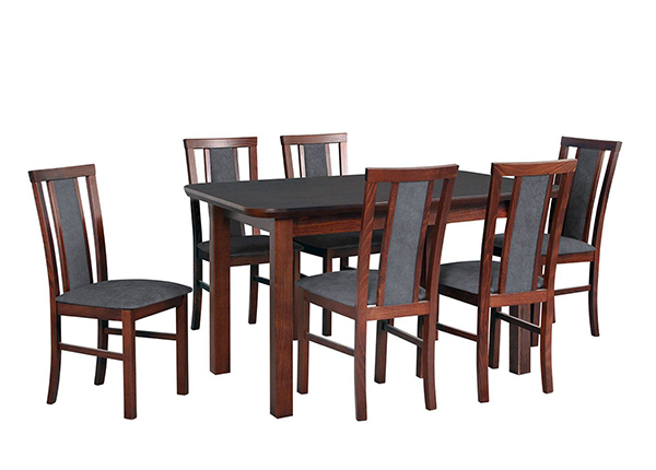 Jatkettava ruokapöytä 80x140-180 cm + 6 tuolia
