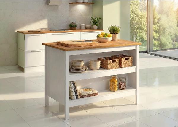 Keittiösaareke Julina, valkoinen / artisan-tammi