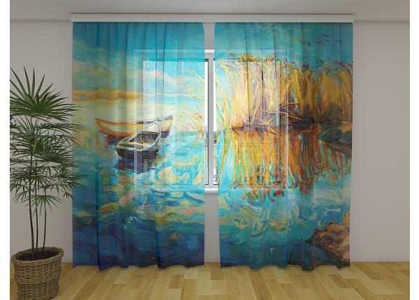 Läpinäkyvä kuvaverho Impressionism Painting Beautiful Lake 240x220 cm