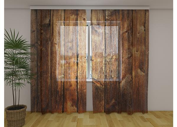 Läpinäkyvä kuvaverho Old Wooden Planks 240x220 cm