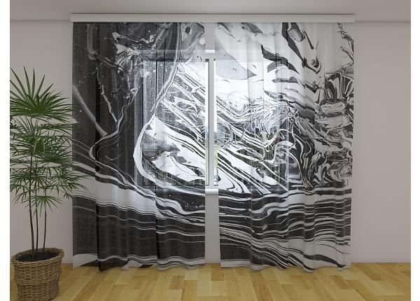 Läpinäkyvä kuvaverho Textured Black and White Abstraction 240x220 cm