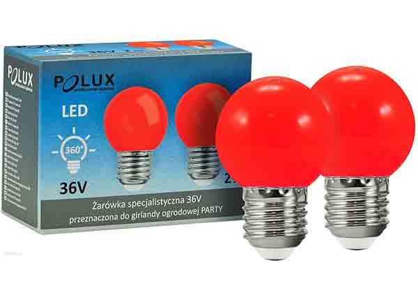 LED lamppu E27 G45 0,5W punainen, 2 kpl