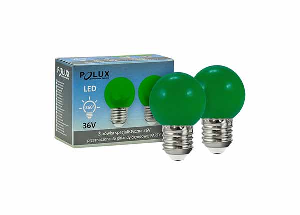 LED lamppu E27 G45 0,5W vihreä, 2 kpl