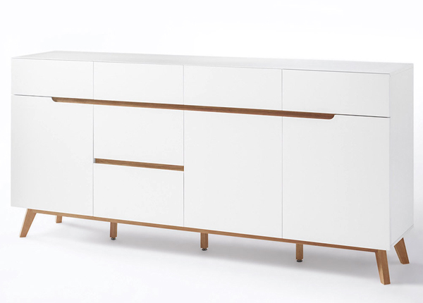 Leveä lipasto Cervo 193 cm, puiset jalat