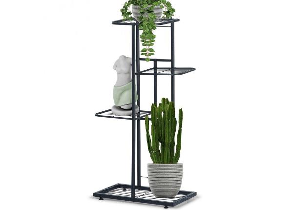 Lillepostament 4 tasandiga, must