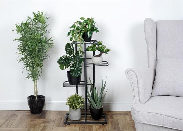 Lillepostament 4 tasandiga, must