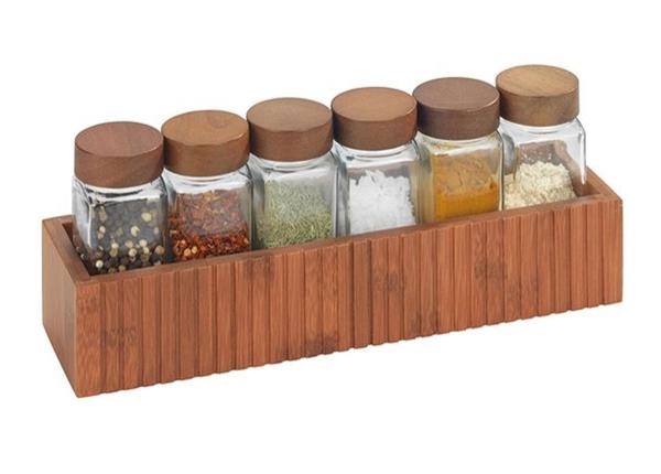 Maustehylly Mera + 6 maustepurkkia