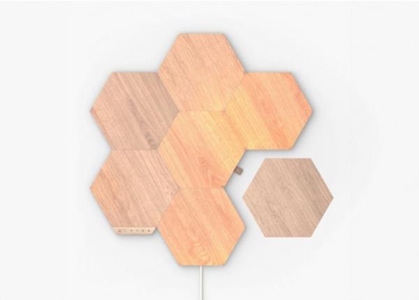 Nanoleaf Elements Wood Look Hexagons stardikomplekt (7 paneeli), soe ja külm valgus