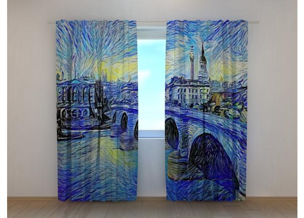 Pimendav fotokardin London Bridge in Van Gogh Style 240x220 cm