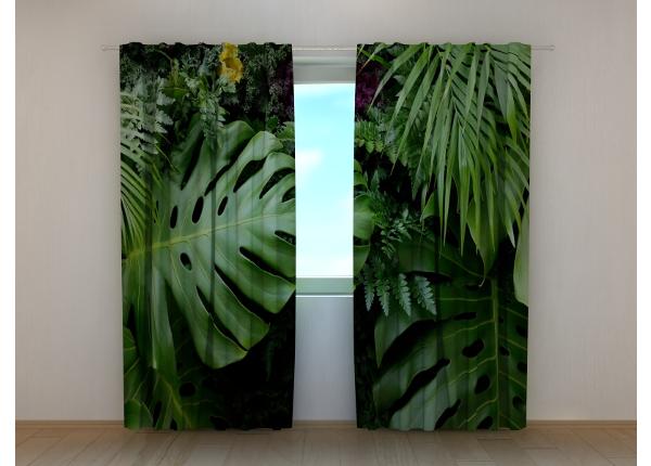 Pimennysverhot painokuvalla Green Tropical Leaves 240x220 cm