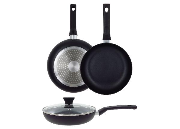 Praepann Black Ceramic Ø 24 cm + pannikaitse, klaasist kaanega, keraamiline ja induktsioon