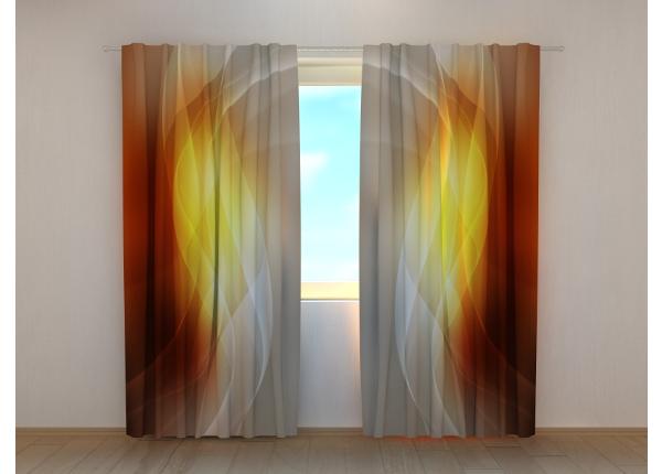 Puolipimentävä kuvaverho Abstract Orange Waves 240x220 cm