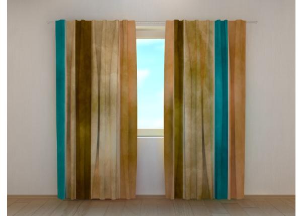 Puolipimentävä kuvaverho Abstract Stripes in Pastel Colors 240x220 cm