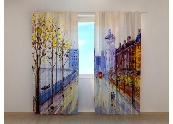 Puolipimentävä kuvaverho Oil Painting View of London 240x220 cm
