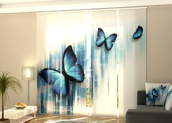 Puolipimentävä paneeliverho Blue butterflies 240x240 cm