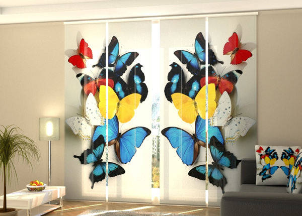 Puolipimentävä paneeliverho Colorful butterflies 1 240x240 cm
