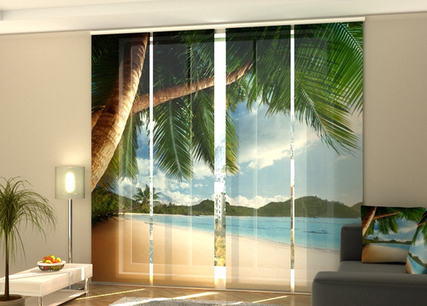 Puolipimentävä paneeliverho Ocean and palms 240x240 cm