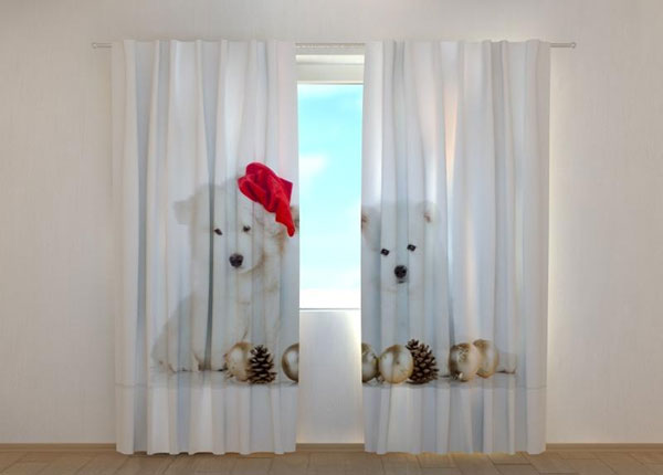 Puolipimentävä verho Christmas Puppies 240x220 cm