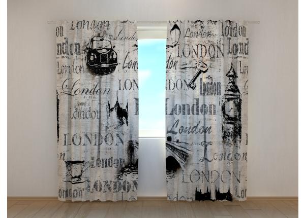 Puolipimentävät verhot Collage Old London 240x220 cm