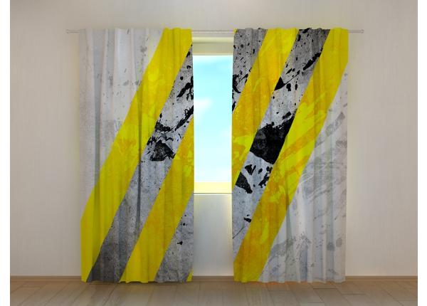 Puolipimentävät verhot Yellow and Gray Lines Abstractions 240x220 cm
