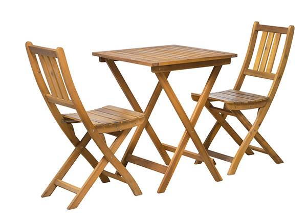 Puutarhakalusteet pöytä ja 2 tuolia, akaasia