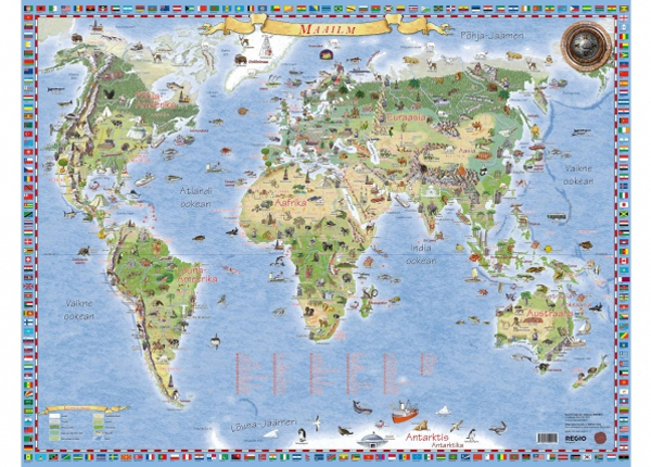 Regio Maailma piltkaart riputusliistudega