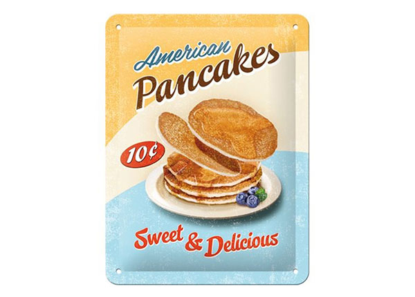 Retro metallitaulu American Pancakes 15x20 cm