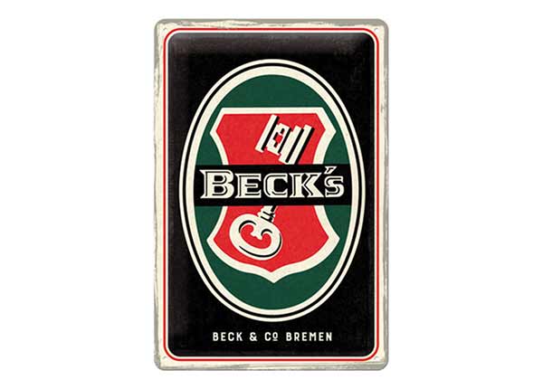 Retro metallitaulu Becks - Key Logo 20x30 cm