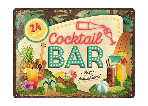 Retro metallitaulu Cocktail Bar 30x40 cm