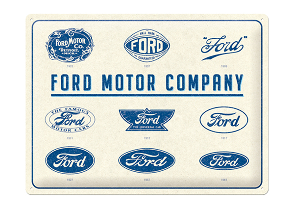 Retro metallitaulu Ford - Logo Evolution 30x40 cm