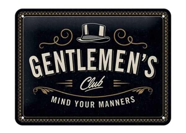 Retro metallitaulu Gentlemen's Club 15x20 cm